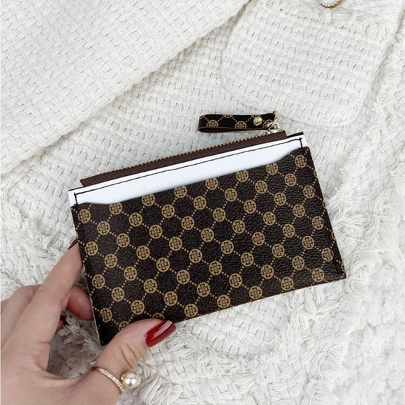 ⚠️Clearance Coffee Brown Printed Design Slim Cardholder / Wallet - Picture 2 of 4